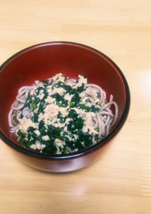 春菊と鶏そぼろのあんかけ蕎麦-レシピのメイン写真