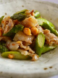 アスパラと豚肉のみそピー炒め-レシピのメイン写真