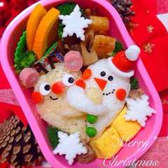 รูปของ トナカイと雪だるまの仲良しクリスマス弁当