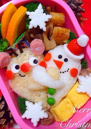 トナカイと雪だるまの仲良しクリスマス弁当-レシピのメイン写真