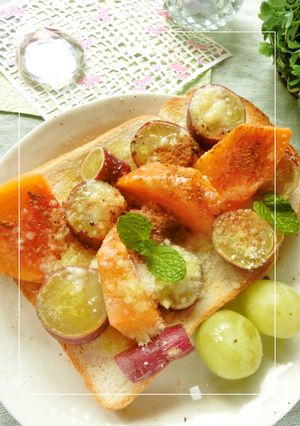 ほっこり秋味❀柿×さつま芋のトースト-レシピのメイン写真