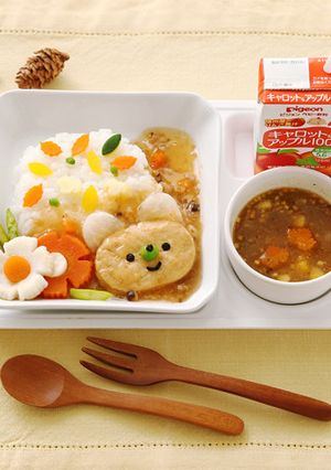 離乳食　くまちゃんハンバーグプレート-レシピのメイン写真