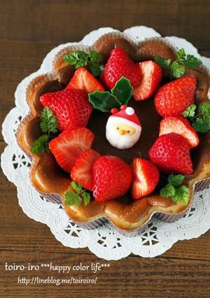 混ぜて焼くだけ♡クリスマスチーズケーキ-レシピのメイン写真