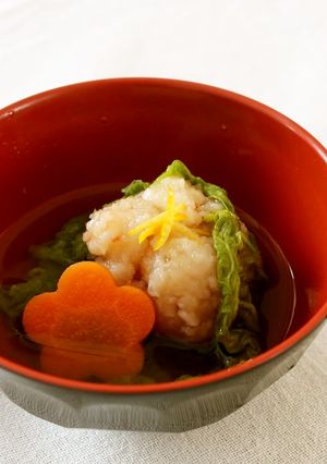 レンジでホッと!れんこんのえび団子汁-レシピのメイン写真
