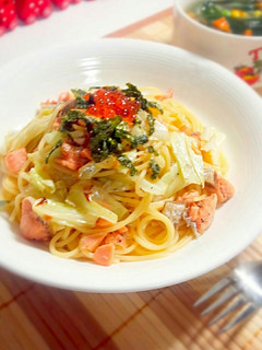 塩鮭とキャベツの和風パスタ-レシピのメイン写真