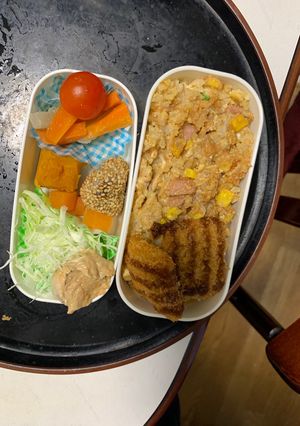 レンジ簡単洋風クリーミー麻婆味炒飯弁当-レシピのメイン写真