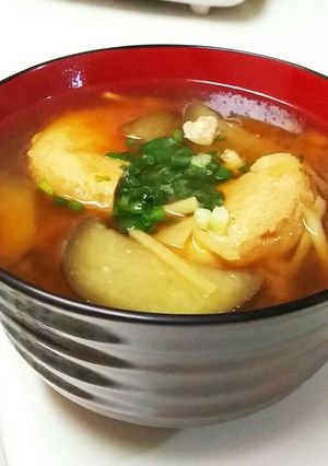 茄子とがんもの味噌汁-レシピのメイン写真