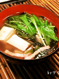 水菜とひじきとお豆腐の中華スープ♪-レシピのメイン写真