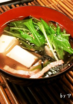 水菜とひじきとお豆腐の中華スープ♪-レシピのメイン写真
