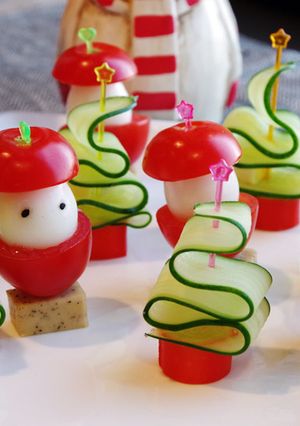 ツリーと雪だるまサンタのピンチョス-レシピのメイン写真