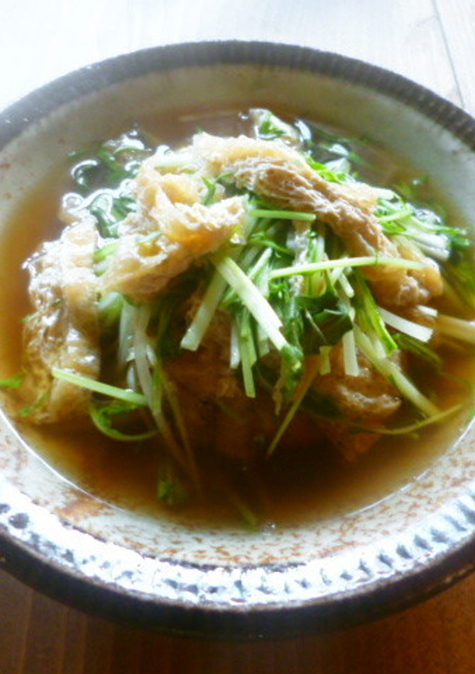 水菜とお揚げのサッと煮♪-レシピのメイン写真