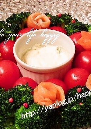 チーズディップ・クリスマス☆リースサラダ-レシピのメイン写真
