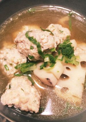 レンコンと鶏ひき肉であったかスープ-レシピのメイン写真