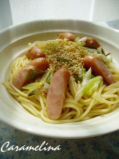 焦がしネギ醤油とソーセージのスパゲティ-レシピのメイン写真