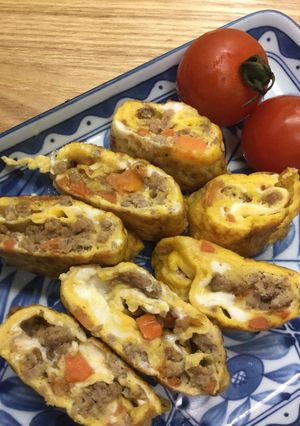 あいびき肉&人参の卵焼き-レシピのメイン写真