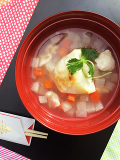 鶏ムネ肉がトゥルっと旨い❀紅白雑煮❀-レシピのメイン写真