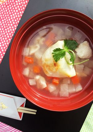 鶏ムネ肉がトゥルっと旨い❀紅白雑煮❀-レシピのメイン写真