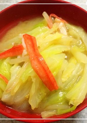 カニカマ消費のキャベツともやし味噌汁☆-レシピのメイン写真