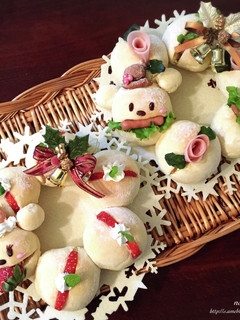 捏ねずに簡単♡ミニリースちぎりパンサンド-レシピのメイン写真