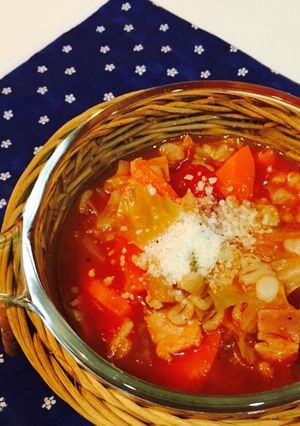 押し麦入り美味しい簡単ミネストローネ♪-レシピのメイン写真
