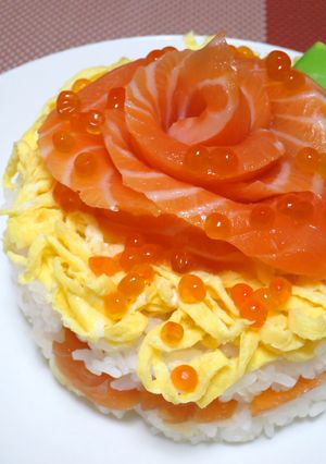 【父の日に】サーモンとイクラの寿司ケーキ-レシピのメイン写真