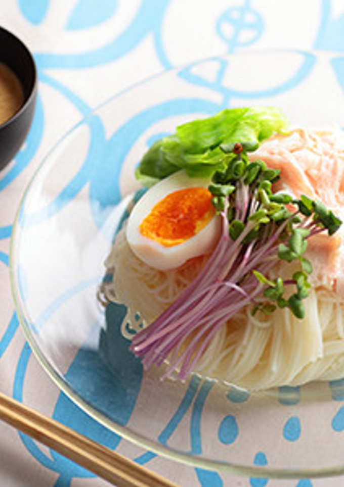豚しゃぶとレタスで！夏のゴマだれそうめん-レシピのメイン写真