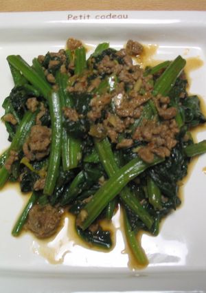 ほうれん草とひき肉のオイスターソース炒め-レシピのメイン写真