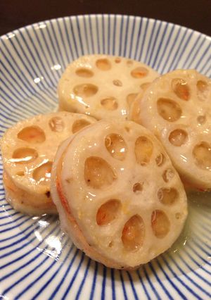 蓮根の海老はさみ焼きあんかけ-レシピのメイン写真