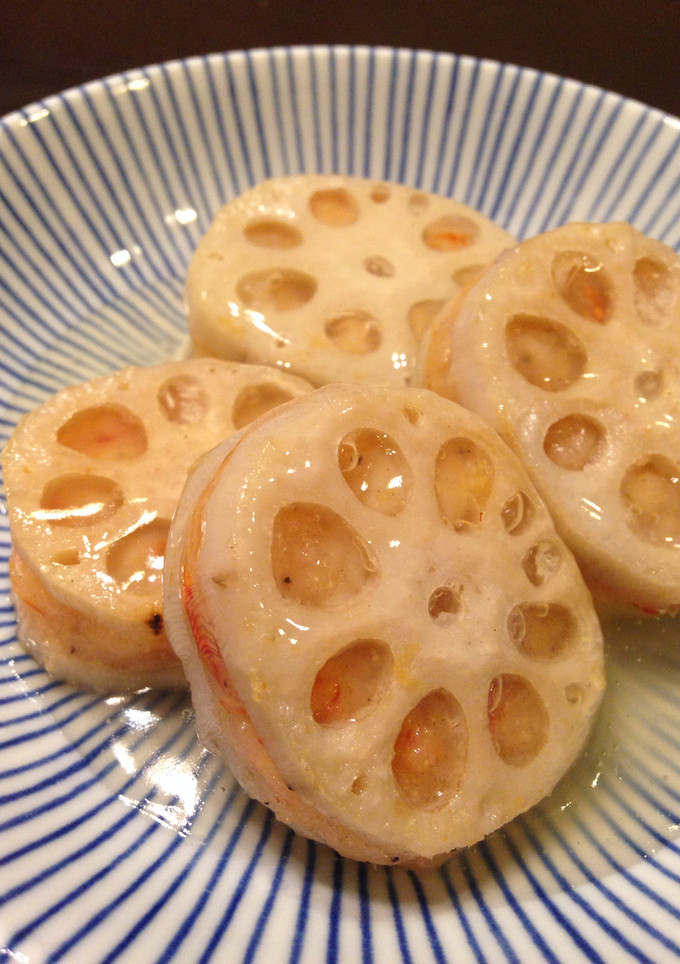 蓮根の海老はさみ焼きあんかけ-レシピのメイン写真