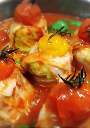 ベーコン巻きロールキャベツ＊トマトソース-レシピのメイン写真