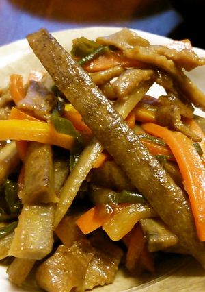 鶏皮でこってりキンピラ！-レシピのメイン写真