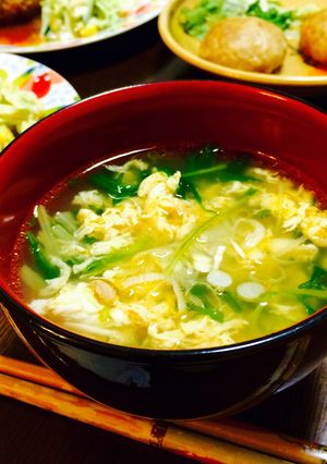 ツナ・水菜なチョイ辛卵スープ♪-レシピのメイン写真