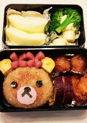 焼きおにぎりでリラックマ弁当-レシピのメイン写真