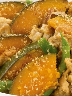 かぼちゃといんげんと豚肉のごま炒め煮-レシピのメイン写真