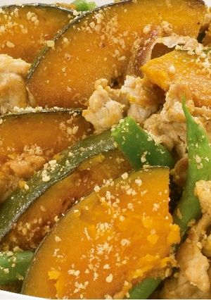 かぼちゃといんげんと豚肉のごま炒め煮-レシピのメイン写真