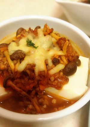 ひき肉ときのこのケチャップ炒め～豆腐～-レシピのメイン写真