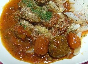 骨挽き鰯つみれ団子のトマトソース煮込み-レシピのメイン写真