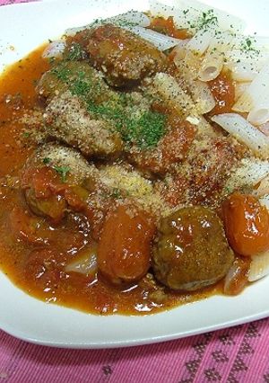 骨挽き鰯つみれ団子のトマトソース煮込み-レシピのメイン写真