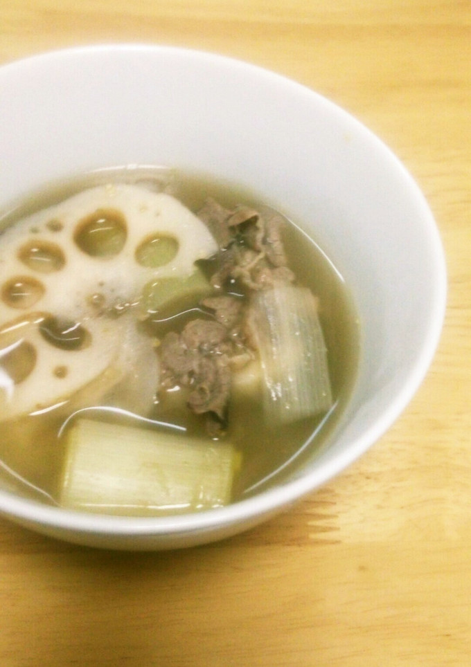 蓮根と長ねぎの牛肉スープ♡-レシピのメイン写真