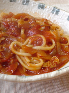 豚トマうどん-レシピのメイン写真