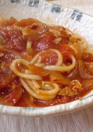 豚トマうどん-レシピのメイン写真