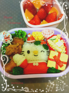 クリスマスキャラ弁 キティちゃんサンタ♡-レシピのメイン写真
