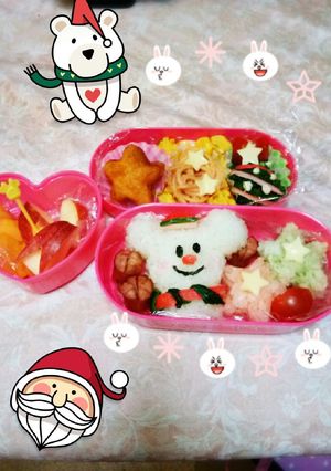 キャラ弁♪クリスマス★ミッキー雪だるま-レシピのメイン写真