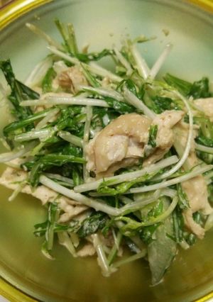 蒸し鶏と水菜のゴマサラダ-レシピのメイン写真
