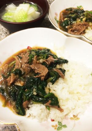 牛肉とほうれん草のあんかけご飯-レシピのメイン写真