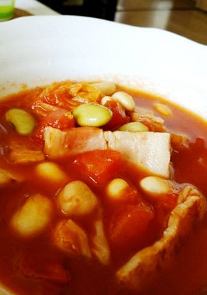 ベーコンと白菜のビーンズトマト煮込スープ-レシピのメイン写真