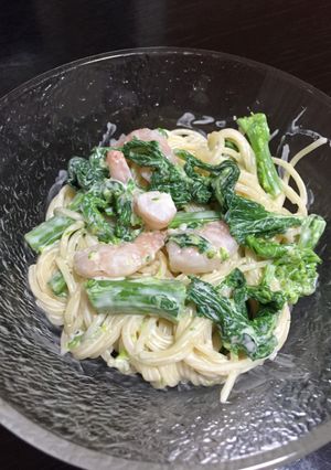 スパサラ☆菜の花とエビのわさびマヨ-レシピのメイン写真