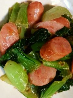チンゲン菜とウィンナーの簡単和風炒め-レシピのメイン写真