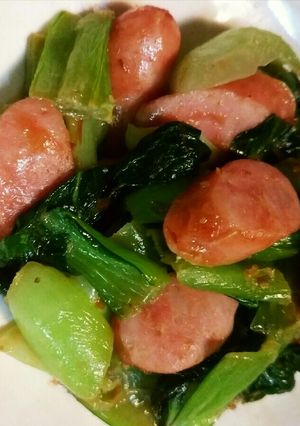 チンゲン菜とウィンナーの簡単和風炒め-レシピのメイン写真