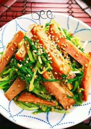 簡単5分♡焼豚と水菜の胡麻ラーポンサラダ-レシピのメイン写真